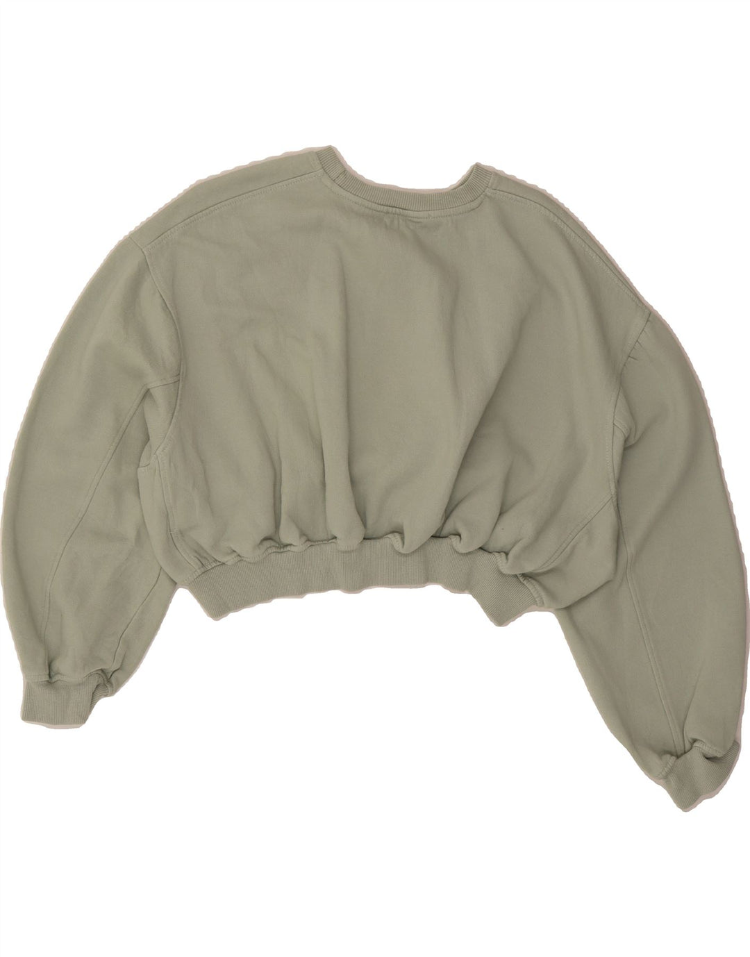 ZARA Womens Oversized Crop Sweatshirt Jumper UK 16 Large Green Cotton Vintage Zara and Second-Hand Zara from Messina Hembry 