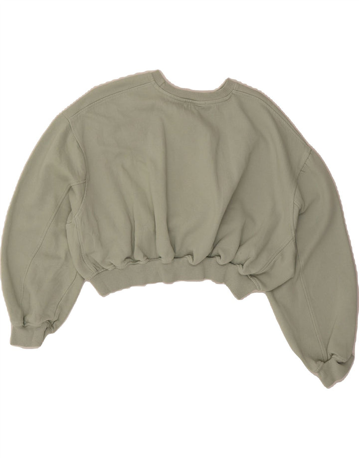 ZARA Womens Oversized Crop Sweatshirt Jumper UK 16 Large Green Cotton Vintage Zara and Second-Hand Zara from Messina Hembry 