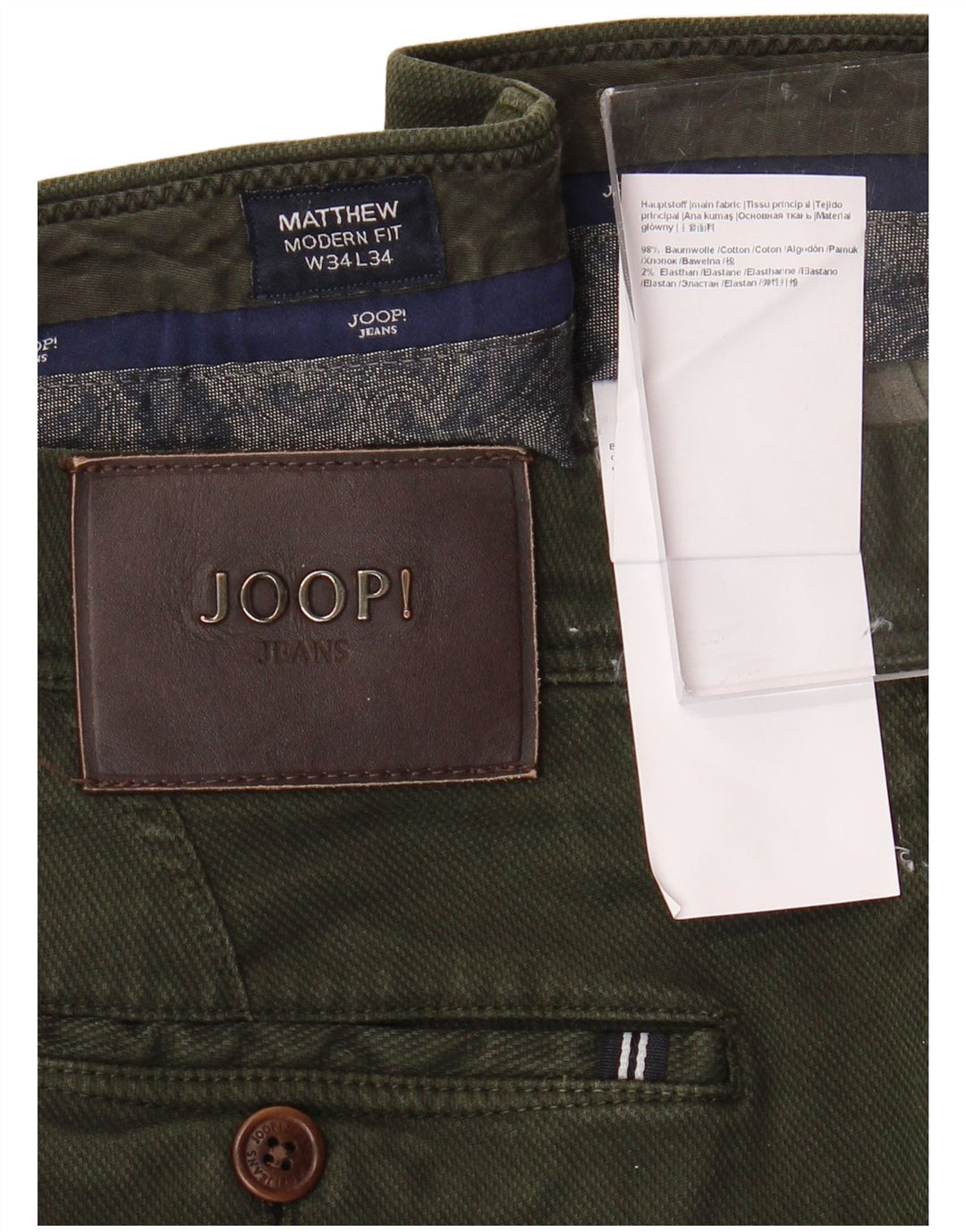 JOOP Herre Modern Fit Slim Chino Bukser W34 L34 Grøn Bomuld