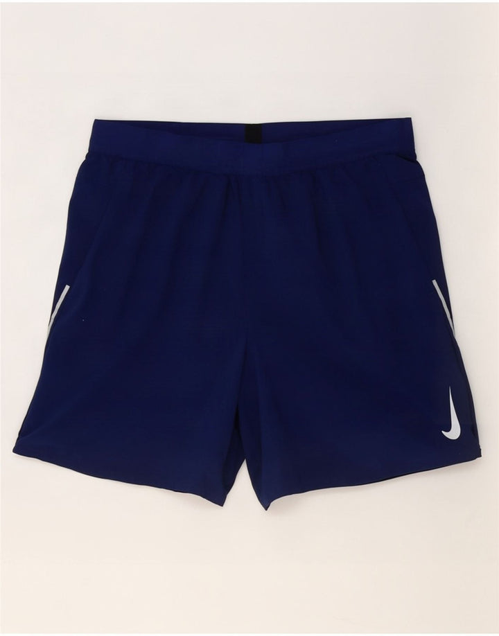 Nike Dame Dri Fit Sport Shorts UK 16 Large Navy Blue Polyester