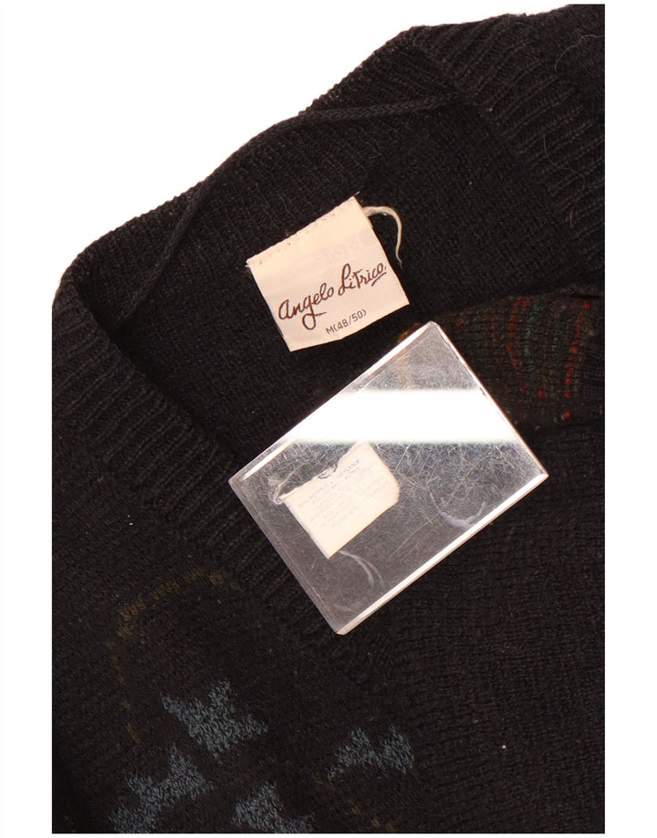 Angelo Litrico Herre Cardigan Sweater IT 48/50 Medium Sort Geometrisk