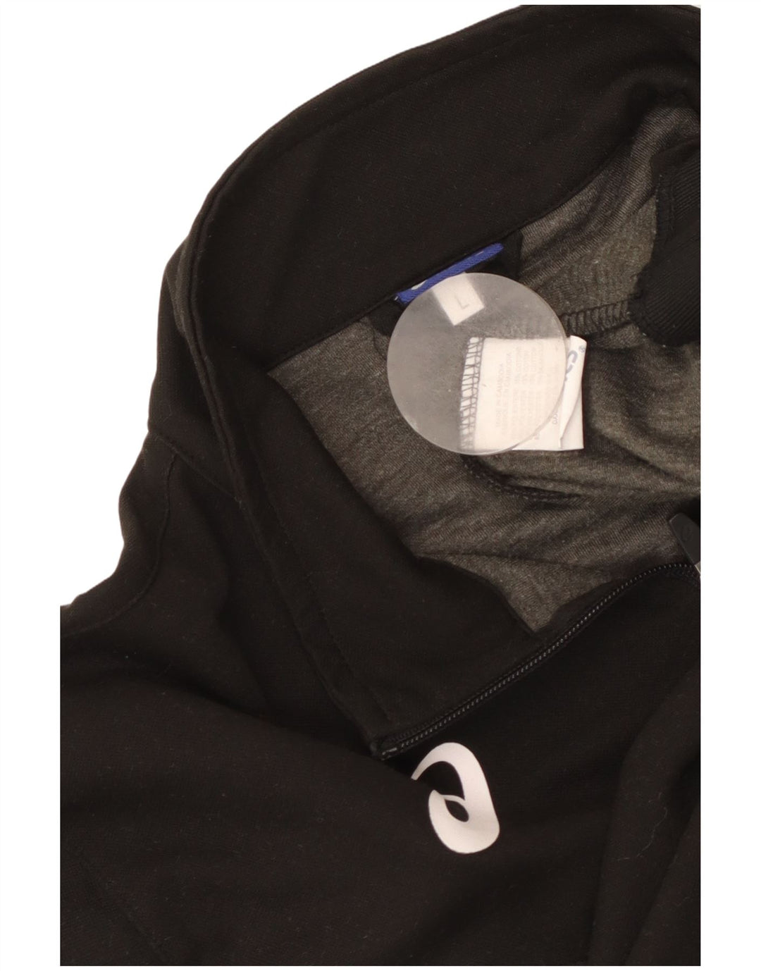 Asics Sweatshirt med lynlås til mænd, stor sort farveblok polyester