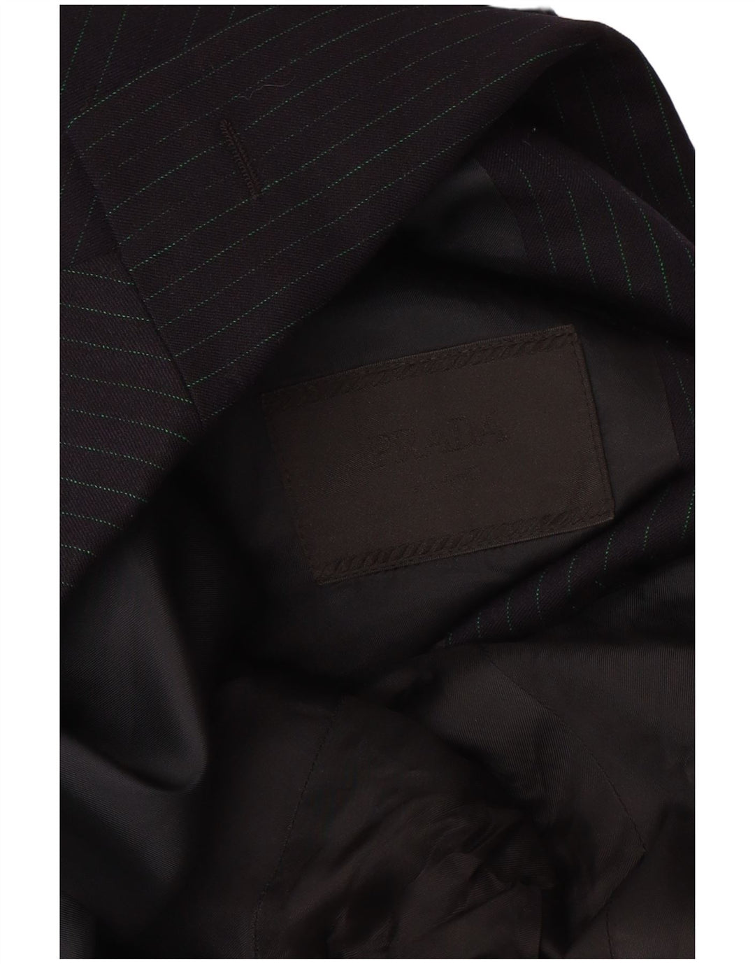 Prada Herre 3-knaps blazerjakke Størrelse 56 2XL Sort Nålestribet Virgin Wool