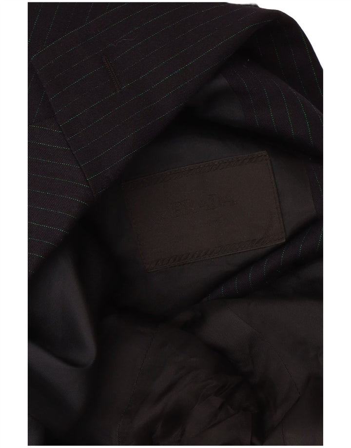 Prada Herre 3-knaps blazerjakke Størrelse 56 2XL Sort Nålestribet Virgin Wool