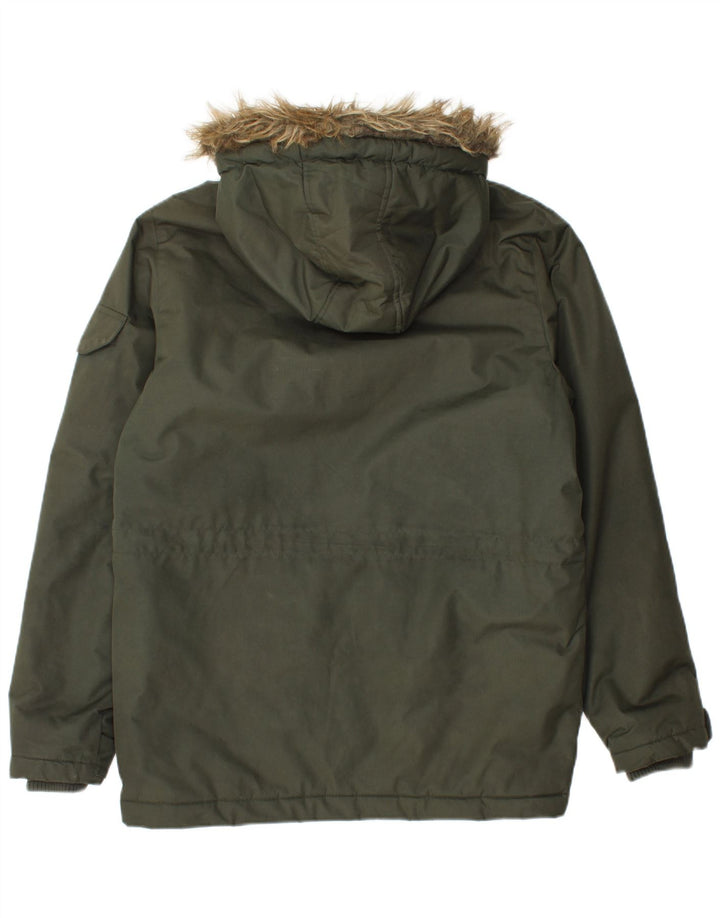 Udbud og efterspørgsel Herre Hooded Utility Jacket UK 36 Small Khaki Polyester