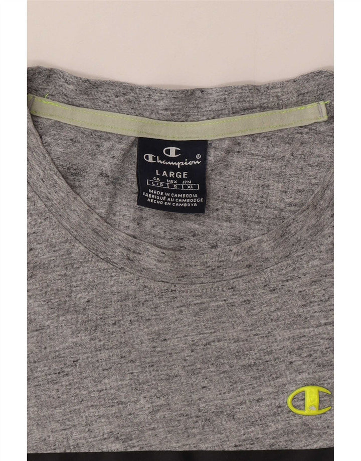 Champion Herre Grafisk T-Shirt Top Stor Grå Colourblock
