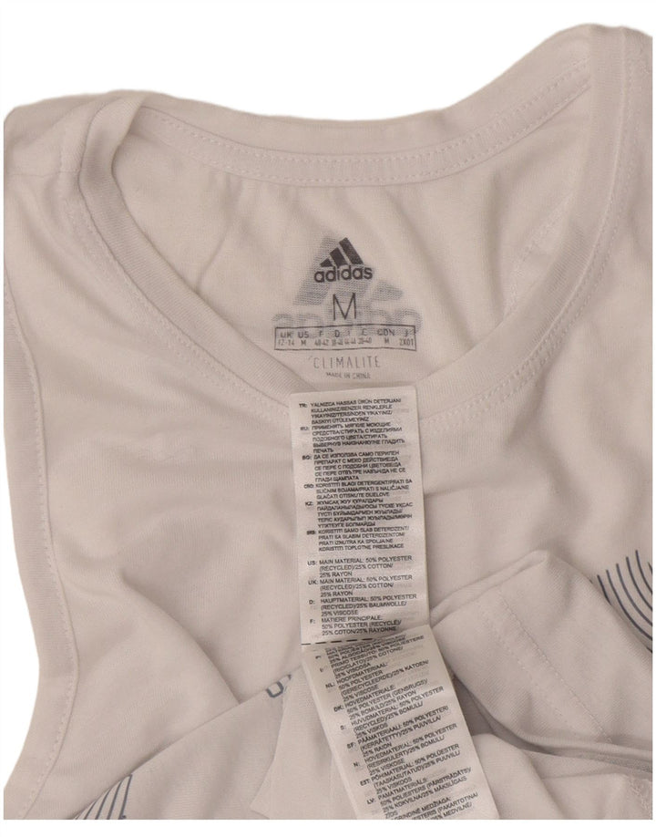 Adidas Dame Climalite Grafisk Vest Top UK 12/14 Medium White Polyester