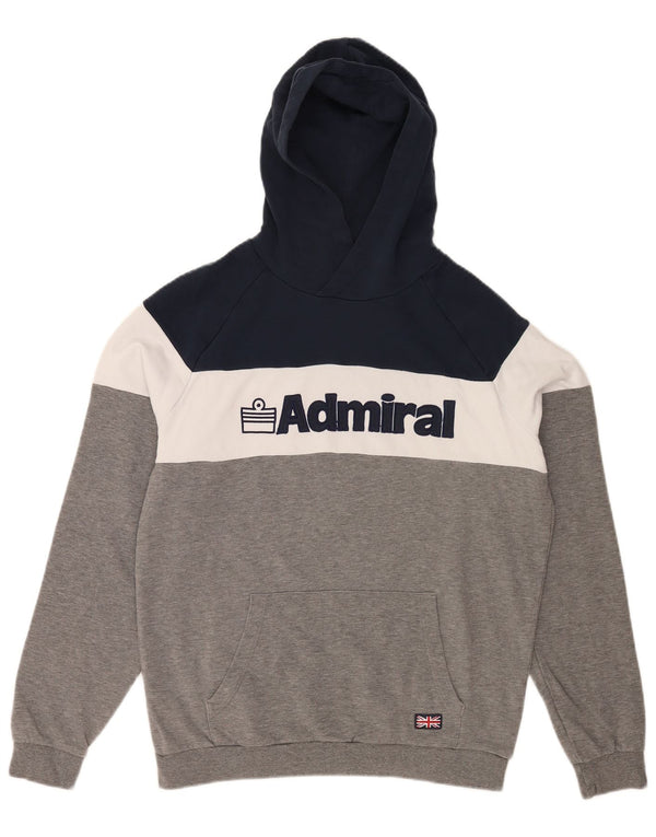 Admiral Mens Graphic Regular Fit Hoodie Jumper Large Grey Colourblock