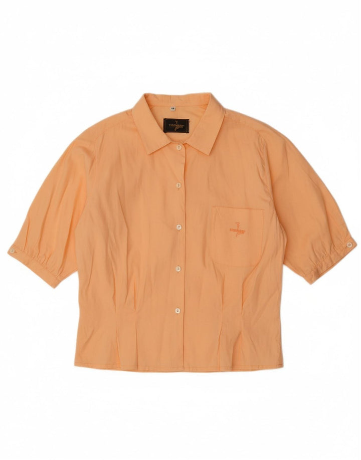 TRUSSARDI JEANS Womens Short Sleeve Shirt Blouse UK 14 Medium Orange