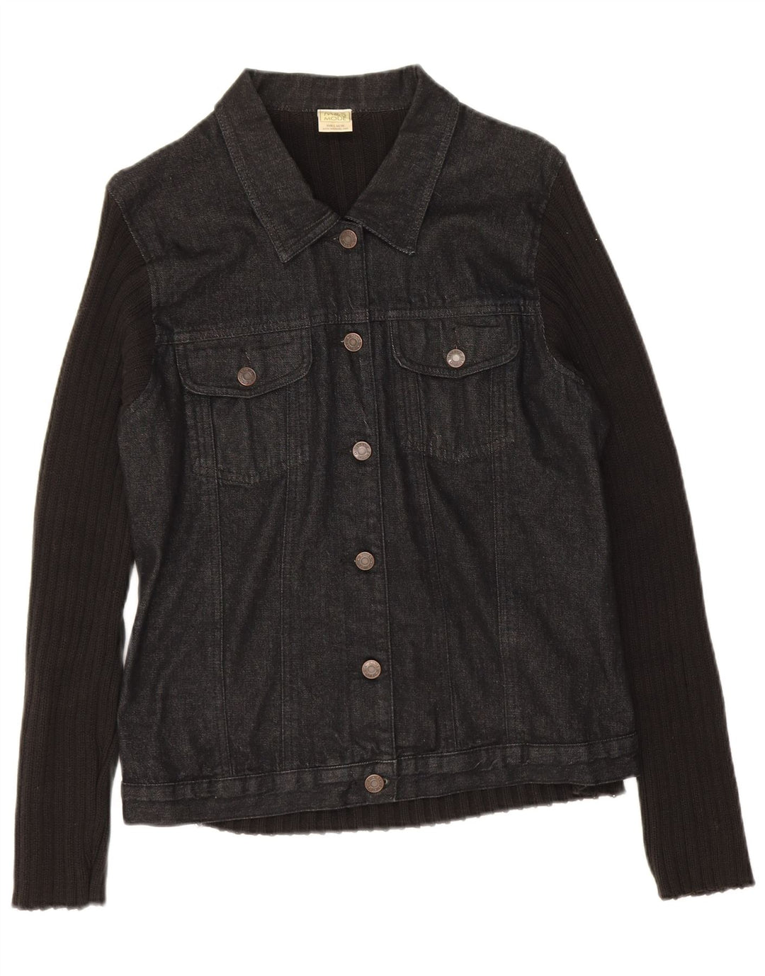 Marks & Spencer Dame Cardigan Sweater UK 16 Stor Sort Bomuld