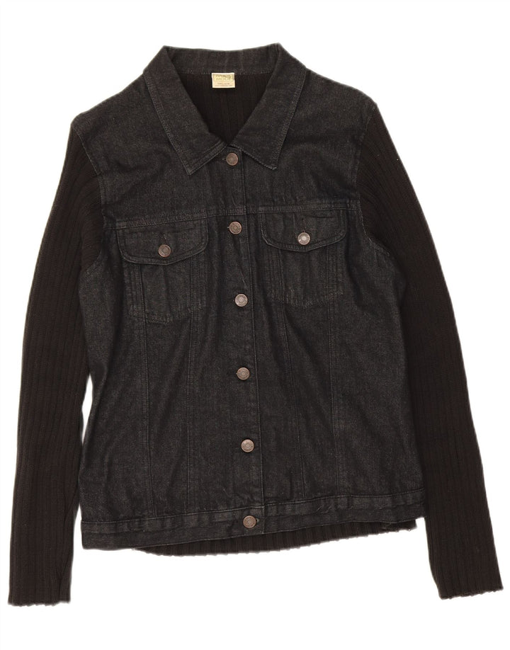 Marks & Spencer Dame Cardigan Sweater UK 16 Stor Sort Bomuld