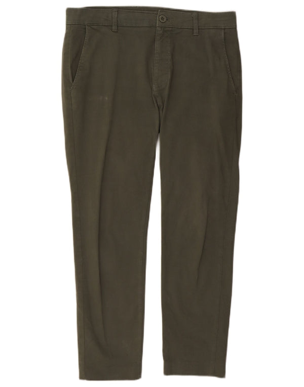Zara Herre Slim Chino Bukser EU 42 Large W32 L26 Khaki Bomuld