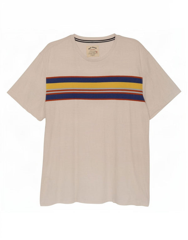 Fat Face Herre T-Shirt Top 2XL Hvid Colourblock Bomuld