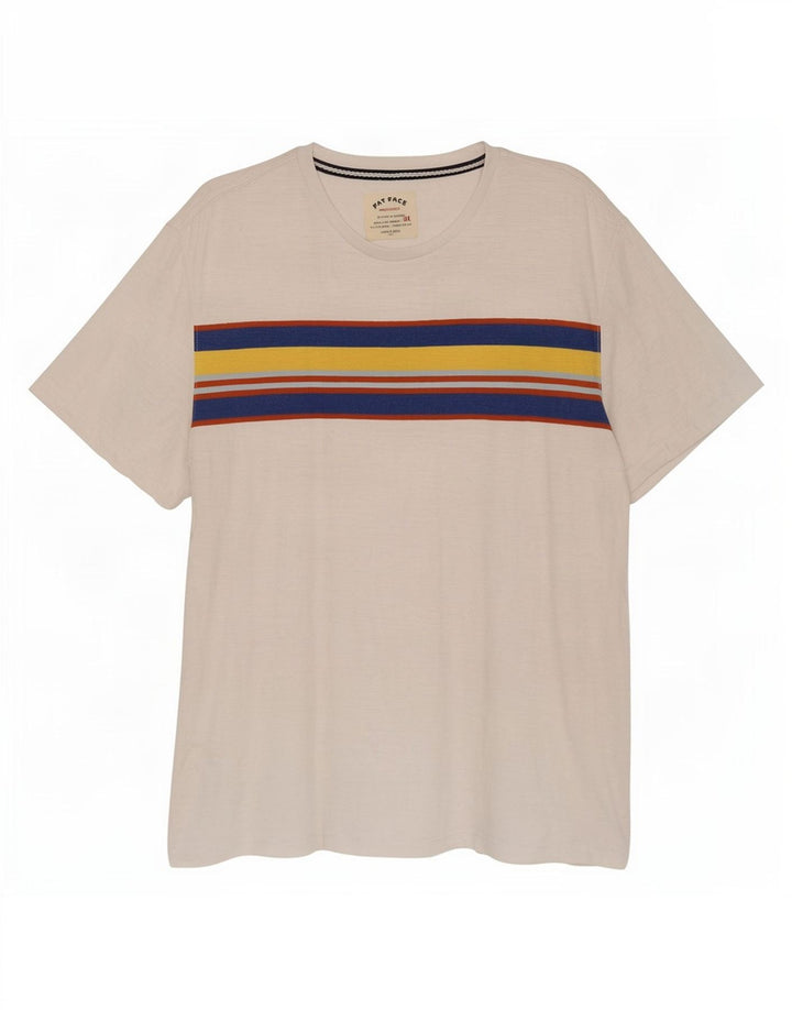Fat Face Herre T-Shirt Top 2XL Hvid Colourblock Bomuld