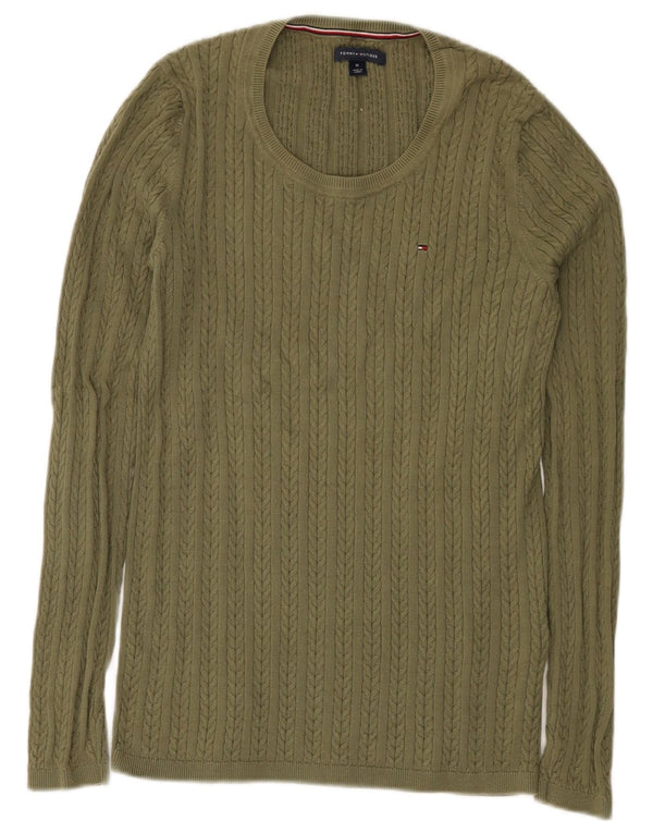 Tommy Hilfiger Dame Jumper Sweater UK 12 Medium Khaki Bomuld