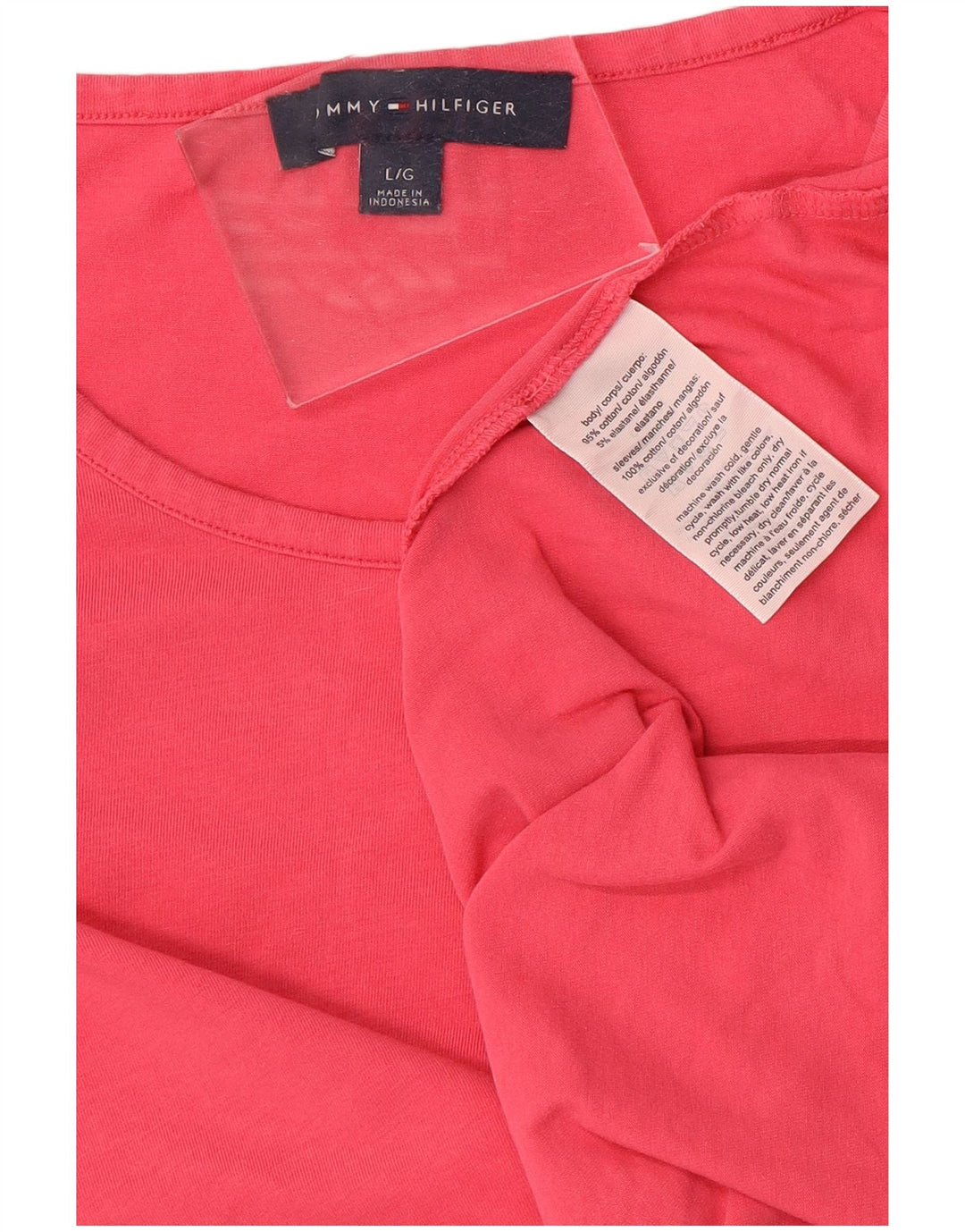 TOMMY HILFIGER Dame Batwing Bluse Top UK 14 Large Pink Bomuld
