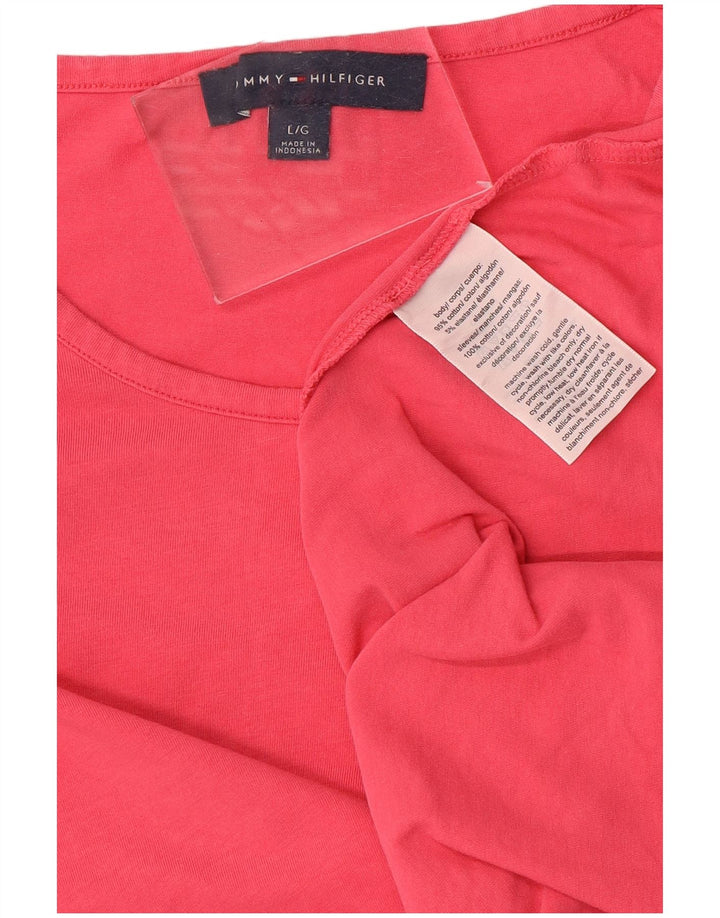 TOMMY HILFIGER Dame Batwing Bluse Top UK 14 Large Pink Bomuld