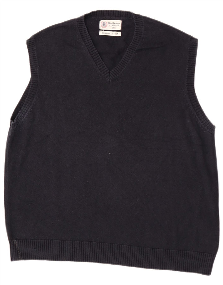 Marks & Spencer Herre Blue Harbor Vest Tank Top Stor Marineblå Bomuld