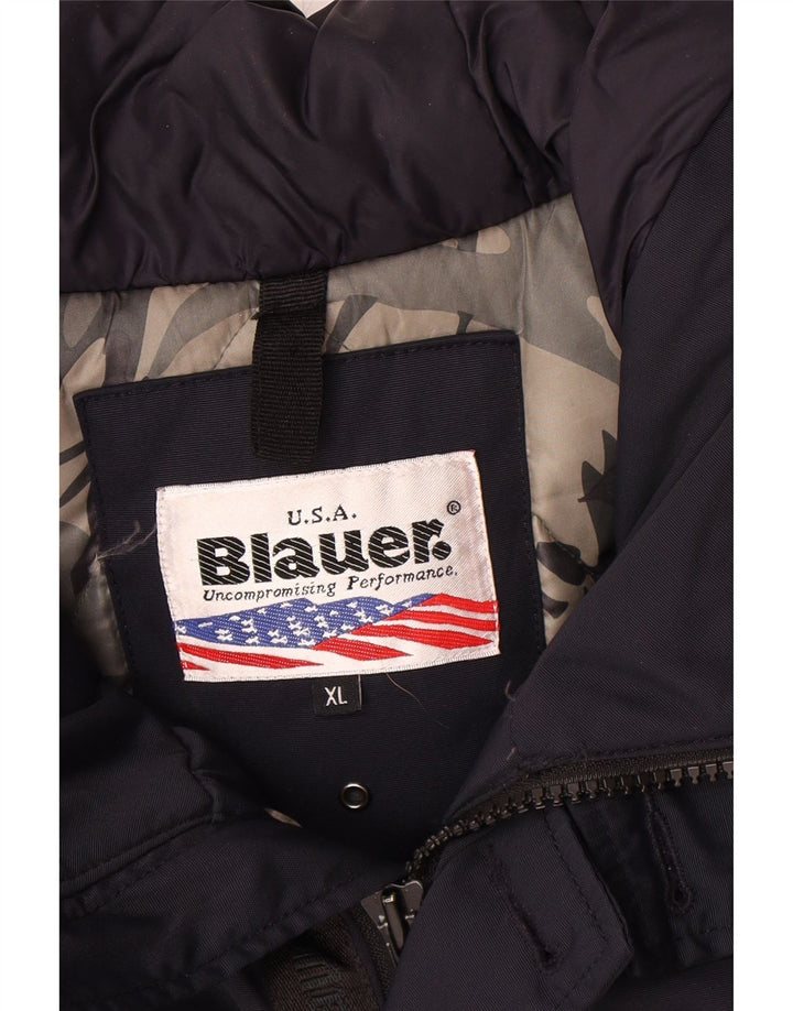 BLAUER Parkajakke med hætte til mænd UK 42 XL Marineblå