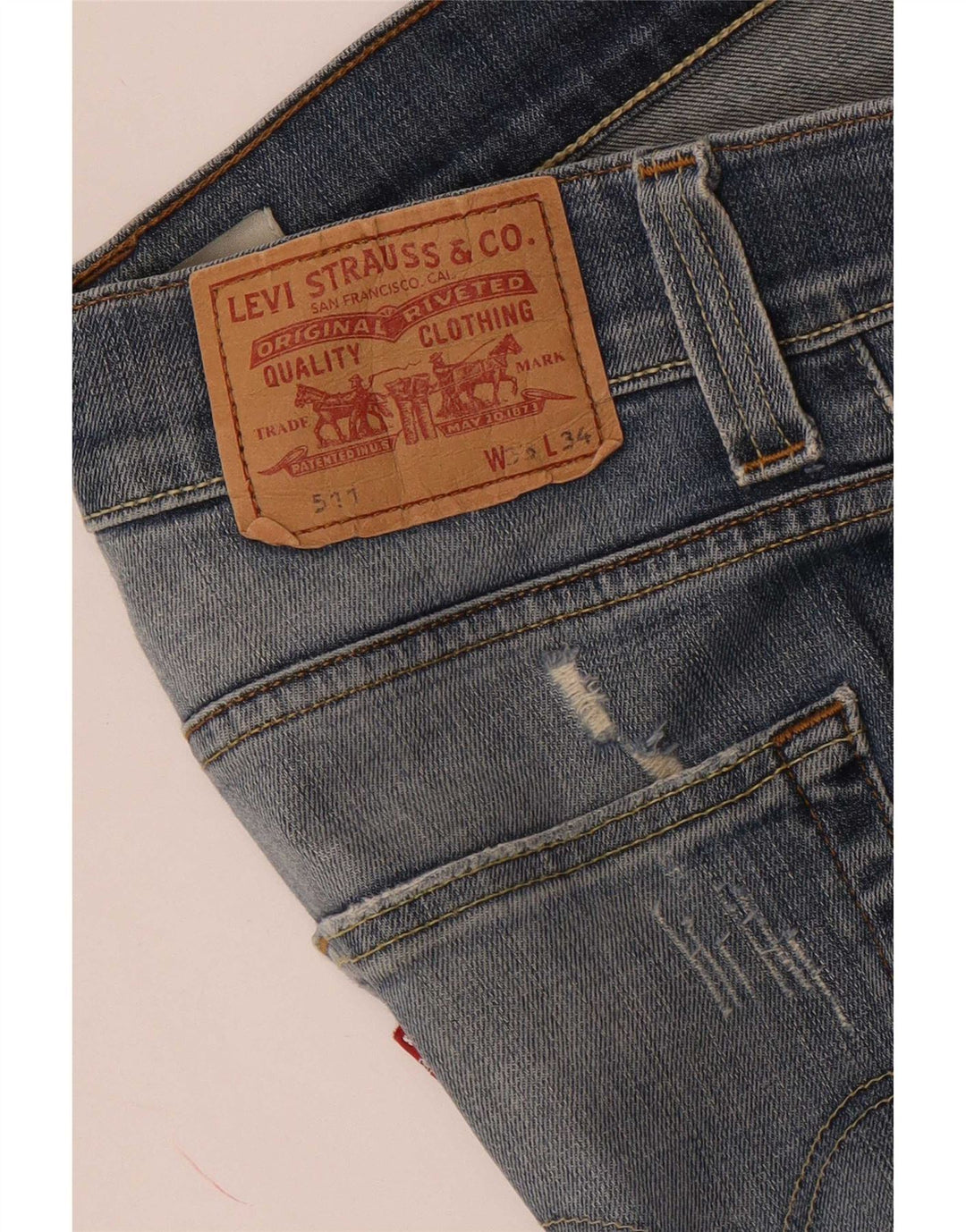 Levi's Herre 511 Distressed Slim Jeans W33 L34 Blå