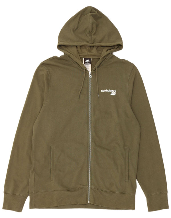 NEW BALANCE Herre hættetrøje med lynlås XL Khaki Bomuld
