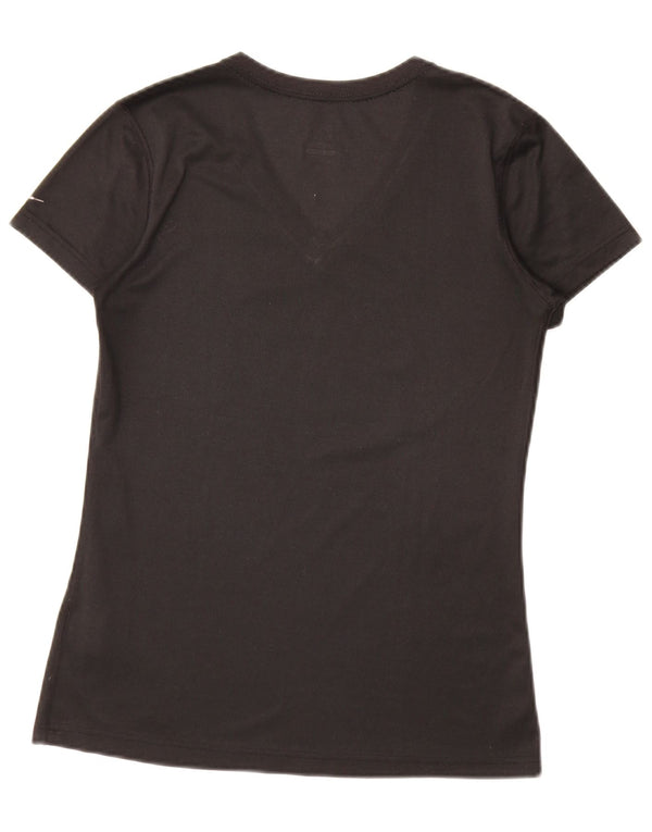 Nike Dame Dri Fit Grafisk T-Shirt Top UK 10 Lille sort polyester