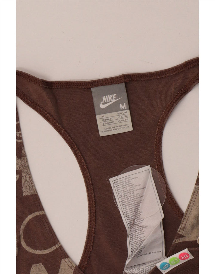 Nike Dame Grafisk Vest Top UK 10/12 Medium Brun Bomuld