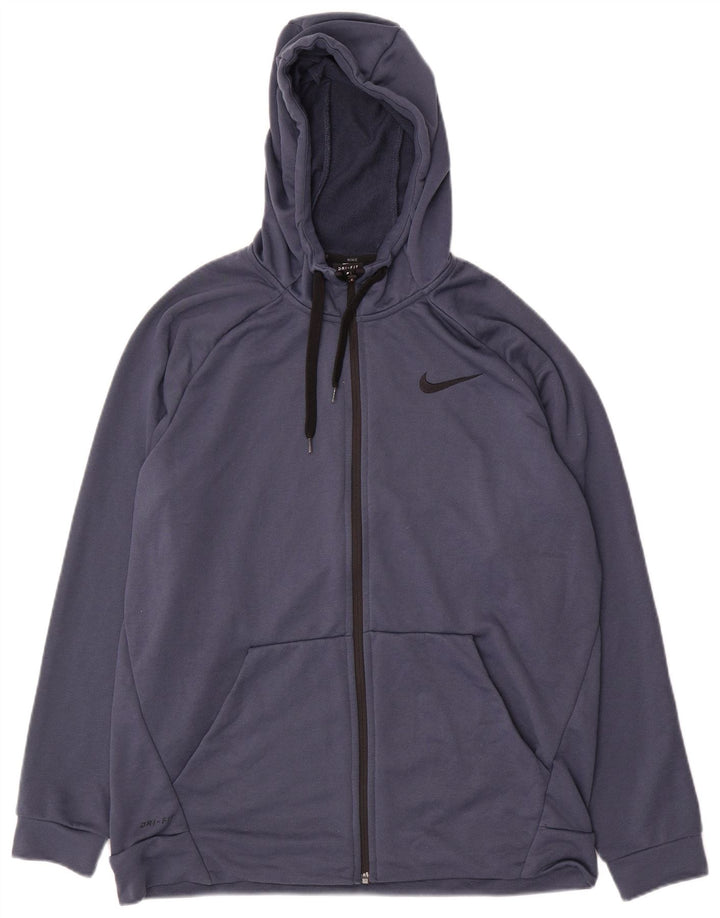 Nike Herre Dri Fit Hættetrøje Sweater med lynlås Large Marineblå