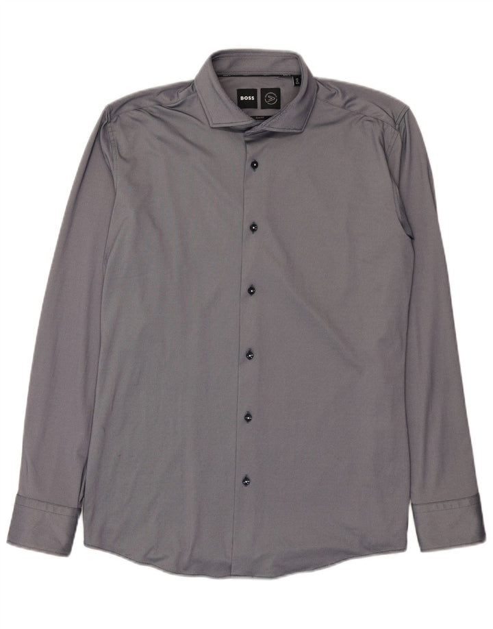 Hugo Boss Herre Slim Fit Skjorte Størrelse 40 15 3/4 Medium Grå