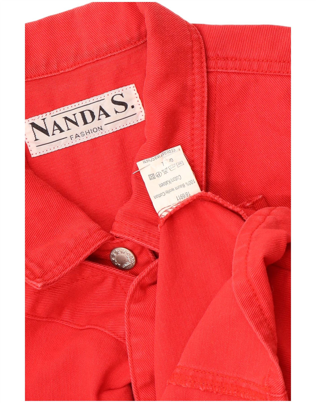 Vintage Dame Denim Gilet UK 16 Large Red Bomuld