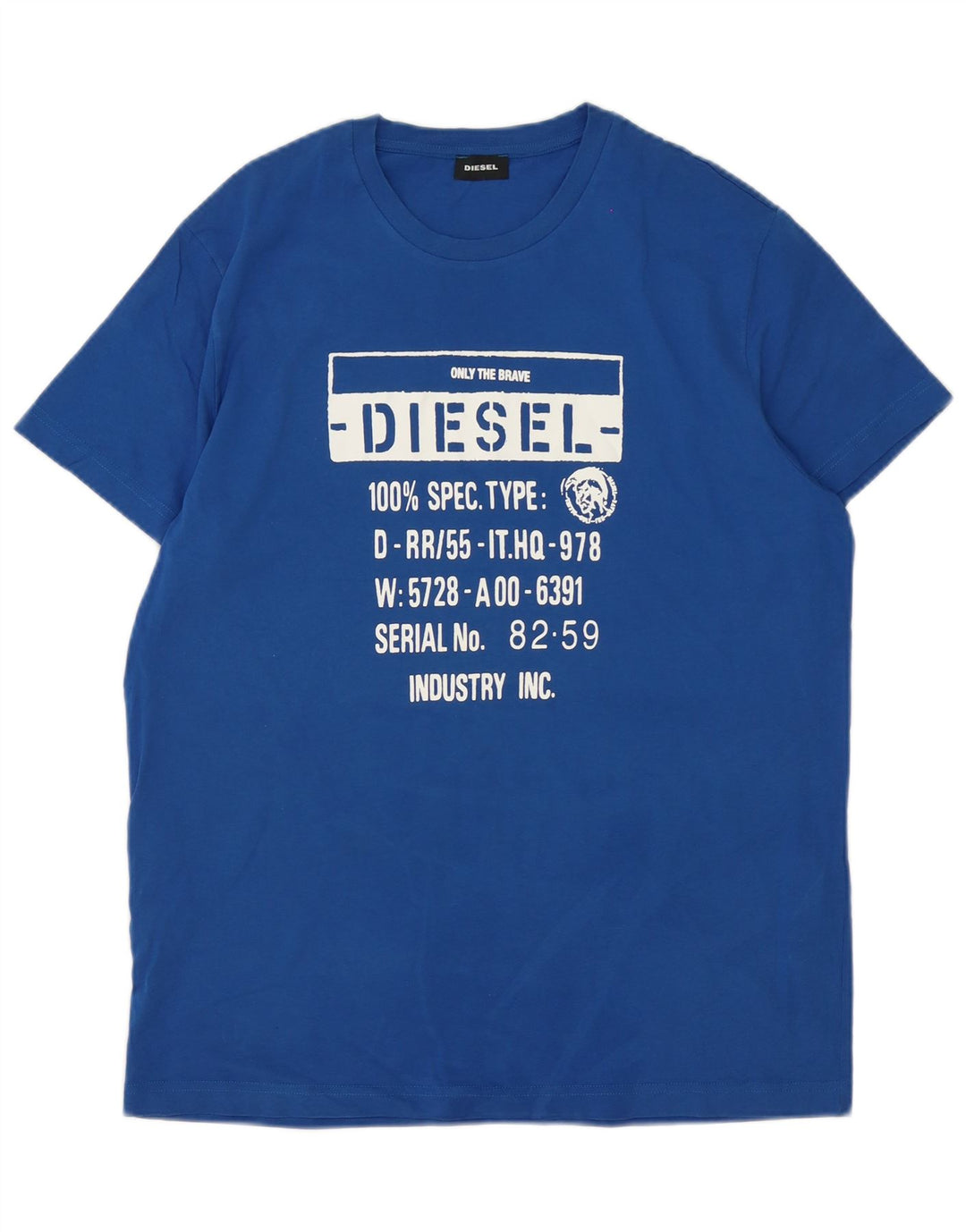 Diesel Herre Grafisk T-Shirt Top XL Blå Bomuld