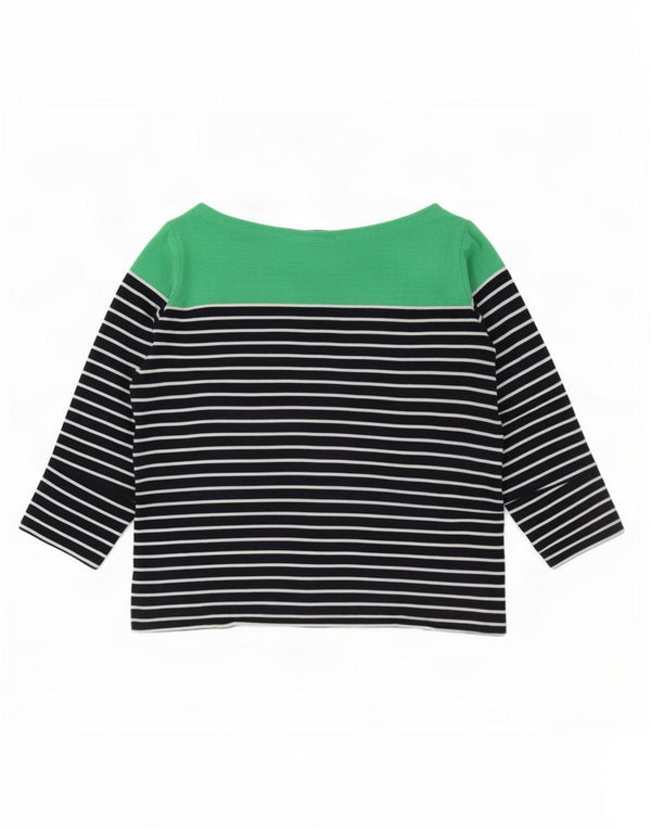 Ralph Lauren Dame Crop Top 3/4 ærmer UK 6 XS marineblå stribet bomuld