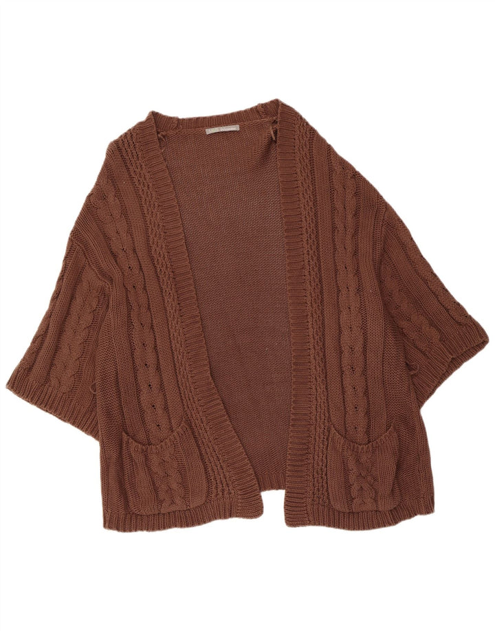 Marks & Spencer dame cardigantrøje med 3/4 ærmer UK 14 medium brun