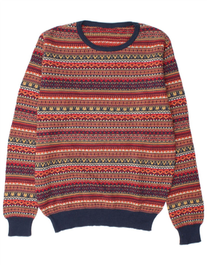 Vintage mænd med rund hals sweater medium flerfarvet Fair Isle