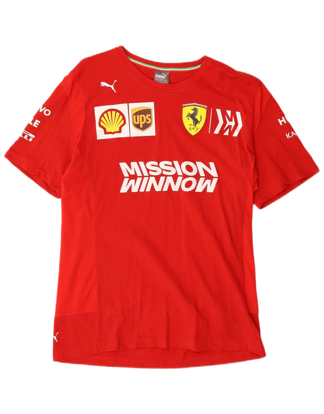 Puma Herre Ferrari Grafisk T-Shirt Top Stor Rød Bomuld