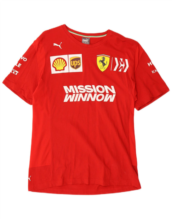 Puma Herre Ferrari Grafisk T-Shirt Top Stor Rød Bomuld
