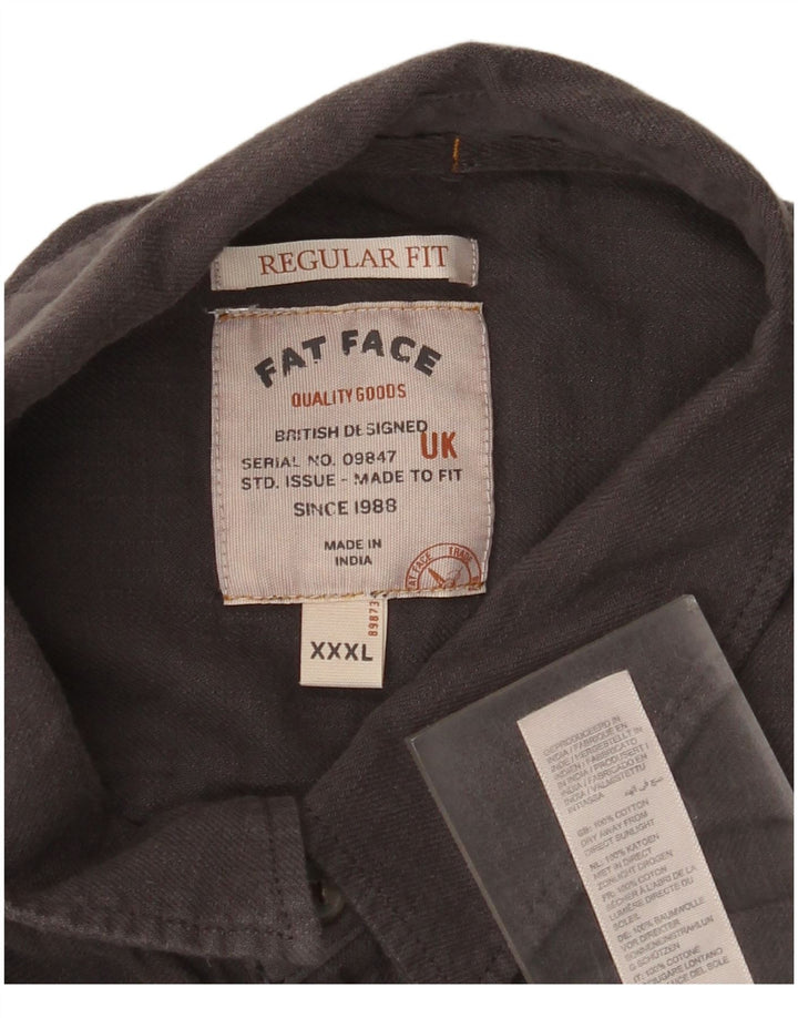 Fat Face Herre Kortærmet Regular Fit skjorte 3XL Grå Bomuld