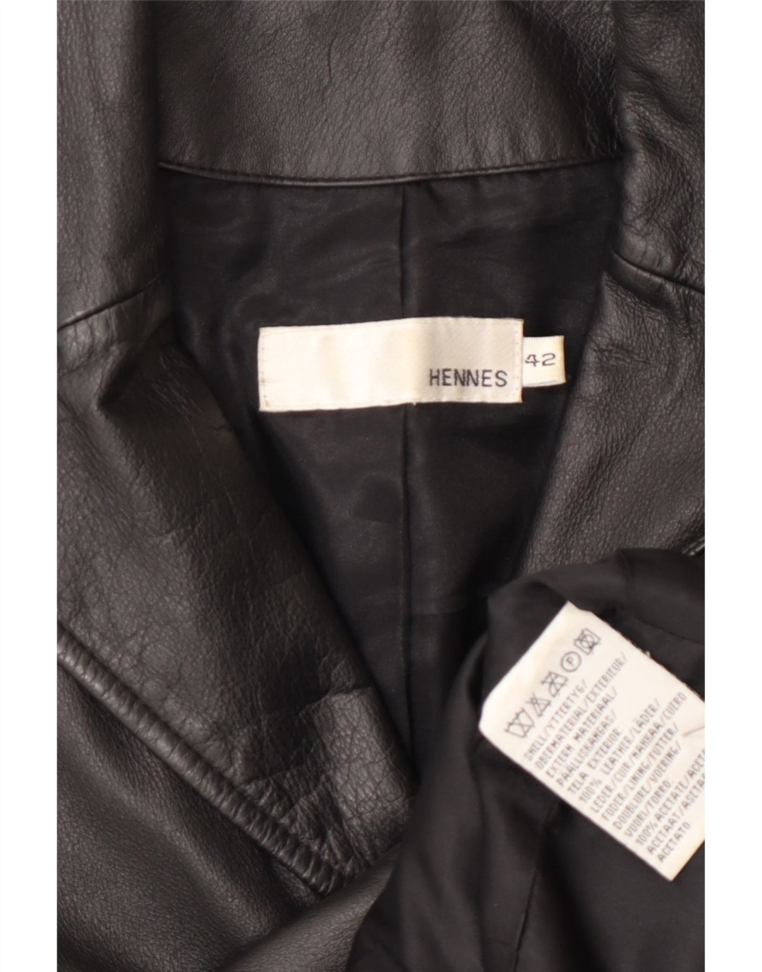 HENNES Læderfrakke til kvinder EU 42 Stor sort læder