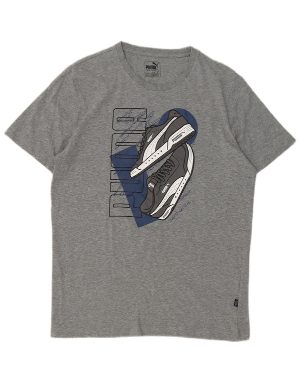 Puma Herre grafisk T-shirt Top Medium Grey Flecked