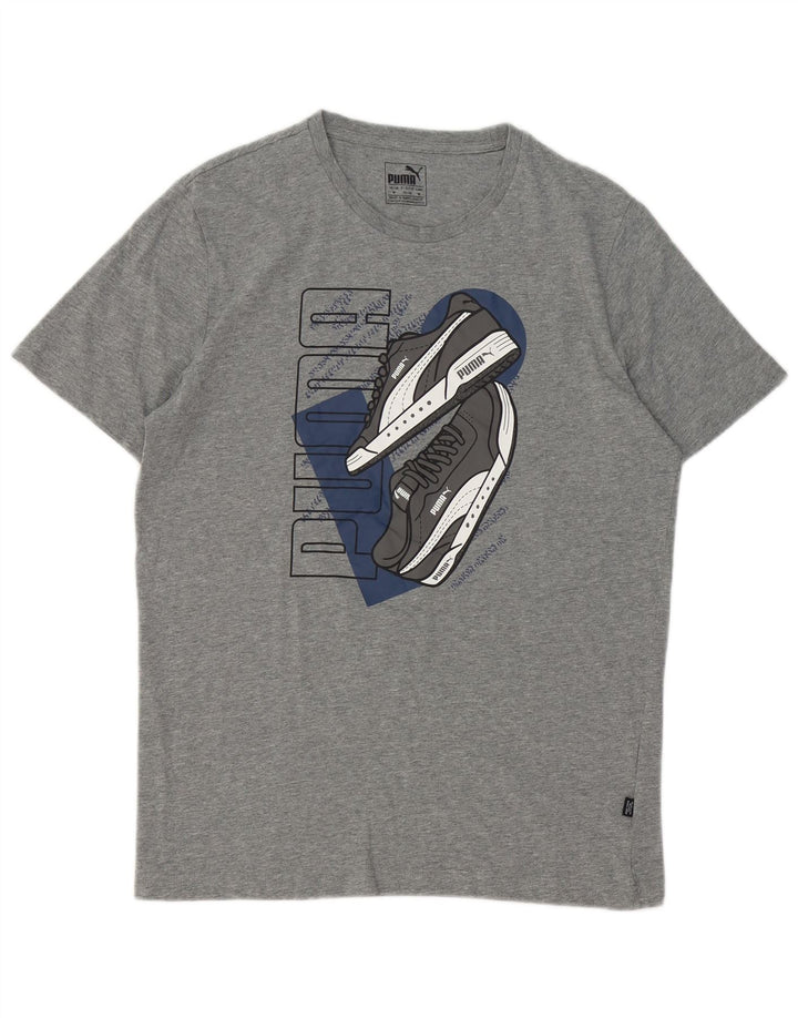 Puma Herre grafisk T-shirt Top Medium Grey Flecked