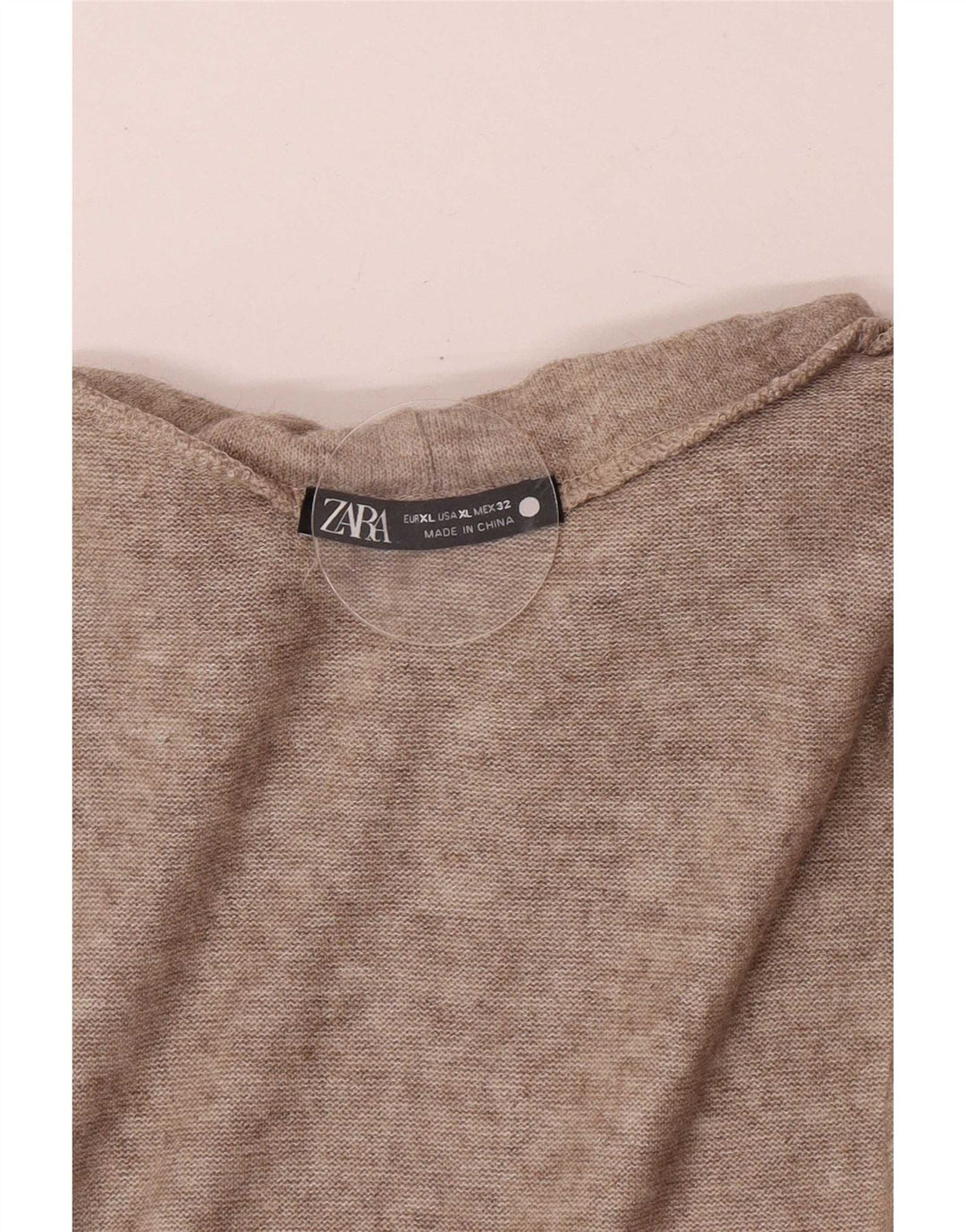 Zara Dame Roll Neck Bluse Top UK 18 XL Brun