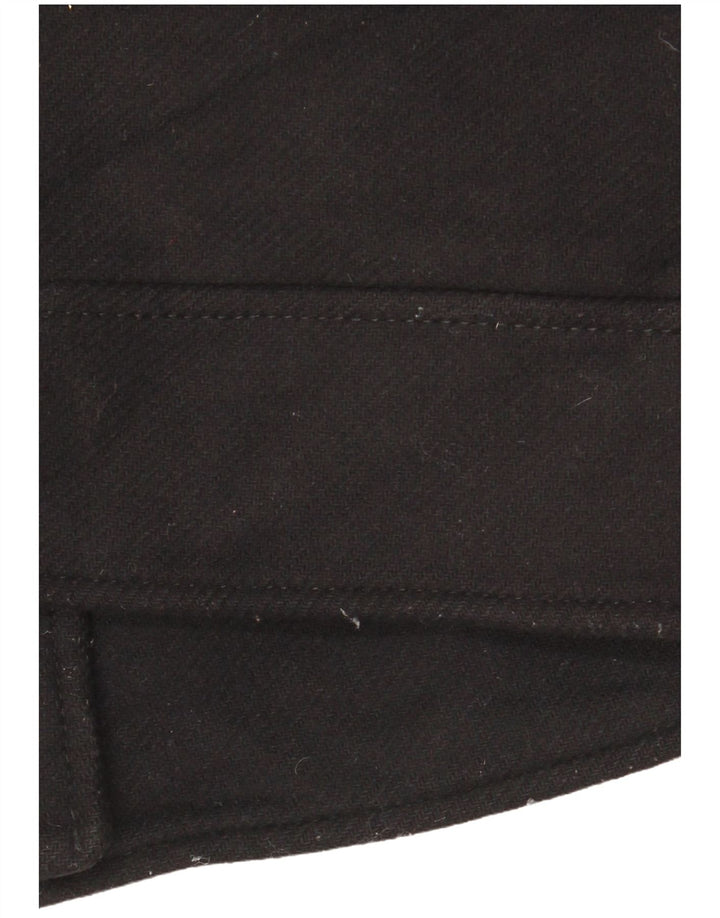 Zara Kvinder Kort Poncho Frakke UK 6 XS Sort Uld