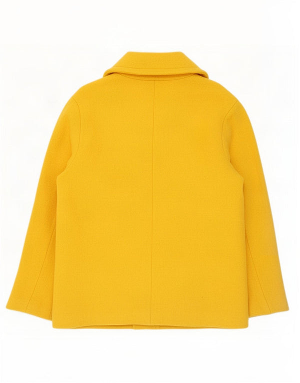 Desigual Womens Pea Coat UK 10 Small Yellow Wool