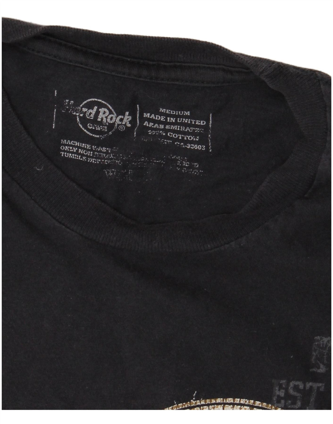 HARD ROCK CAFE Herre München Grafisk T-shirt Top Medium Marineblå Bomuld