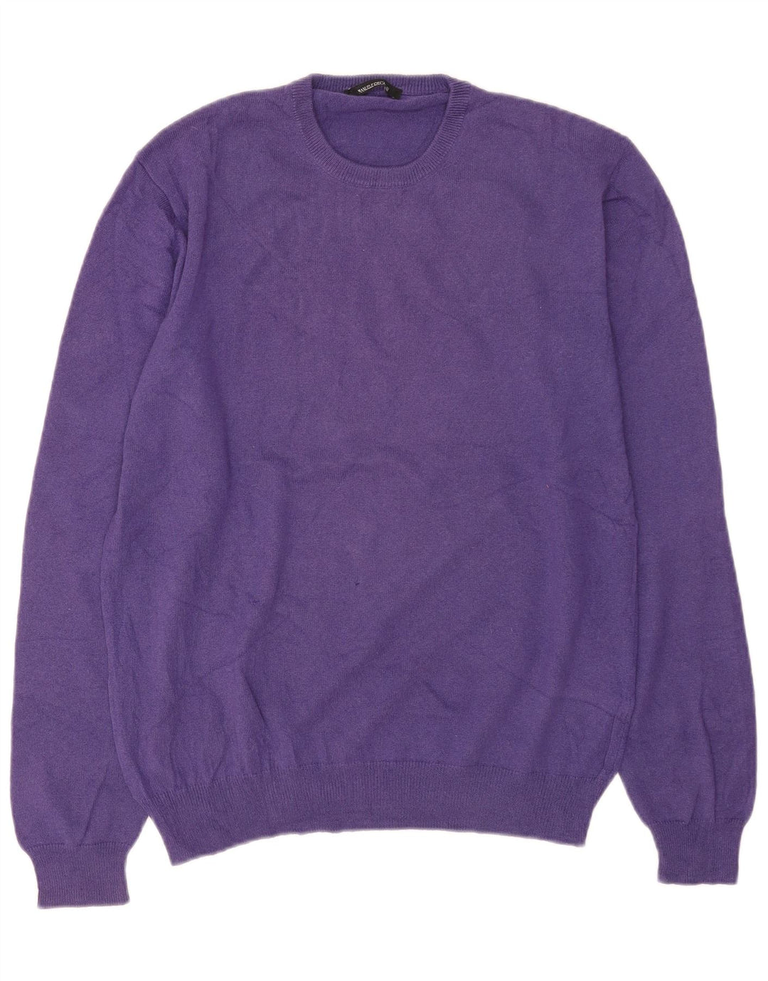 Vintage herre sweater med rund hals, medium lilla kashmir
