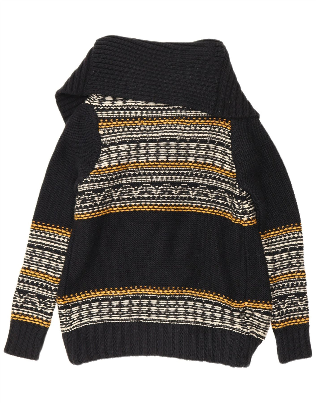 Superdry Womens Open Cardigan Sweater UK 14 Mellem sort stribet akryl