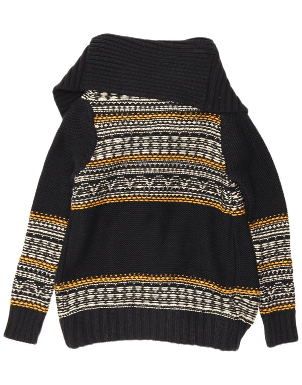Superdry Womens Open Cardigan Sweater UK 14 Mellem sort stribet akryl