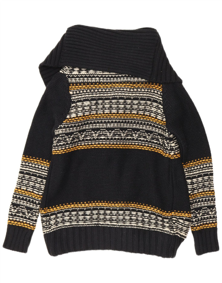 Superdry Womens Open Cardigan Sweater UK 14 Mellem sort stribet akryl