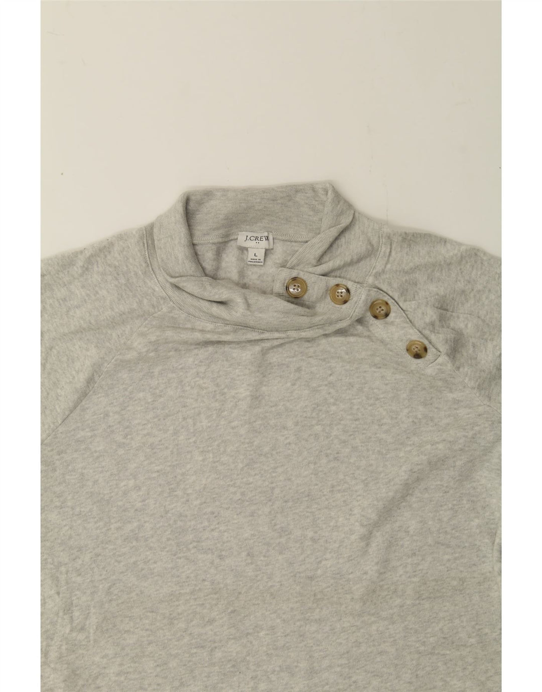 J. CREW Womens Button Neck Sweatshirt Jumper UK 16 Large Grey Flecked Vintage J. Crew and Second-Hand J. Crew from Messina Hembry 