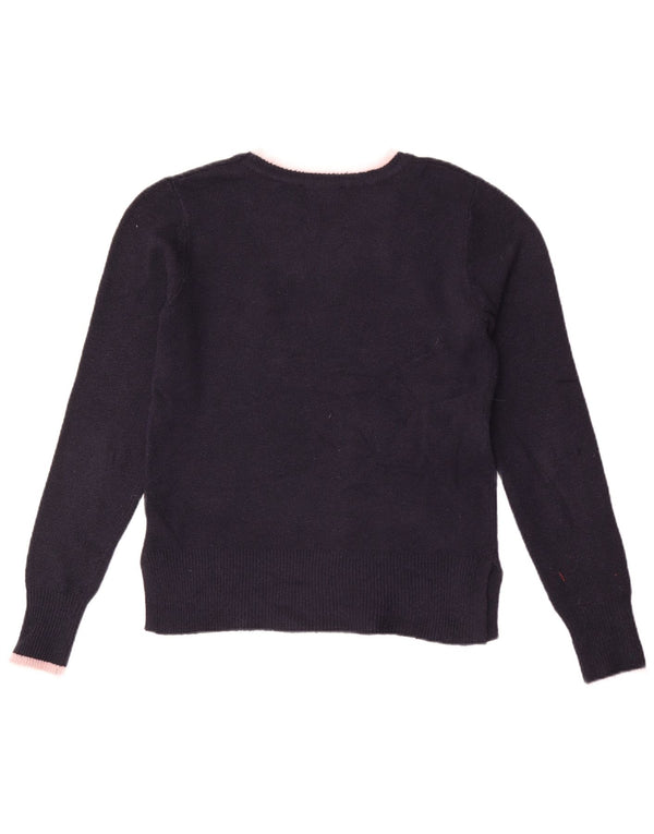 Oasis Dame Grafisk Boat Neck Jumper Sweater UK 12 Medium Navy Blue